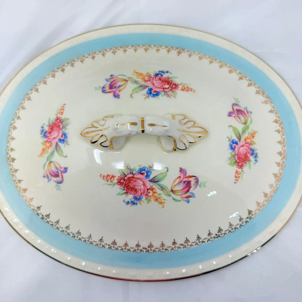 Vintage Homer Laughlin Georgian Eggshell Covered Vegetable  Dish f46 n5